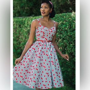 Stop staring Be Mine Cherry Striped Swing Dress